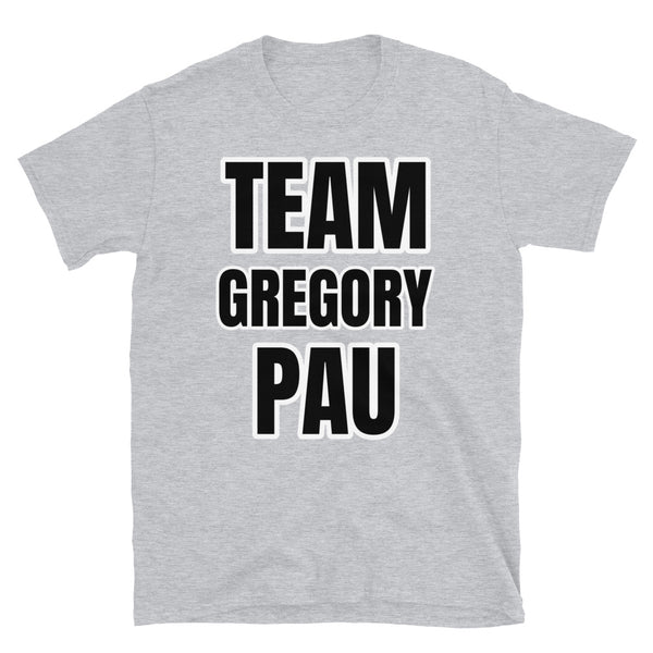 Team Gregory Pau funny slogan t-shirt in support of the recent flipping of a Nautilus olive green 5711 Patek watch on this light grey cotton tee by BillingtonPix