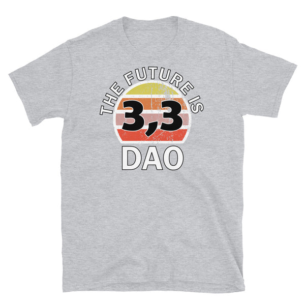 The future is DAO Decentralised Autonomous Organisation 3,3 cryptocurrency t-shirt in sport grey cotton by BillingtonPix