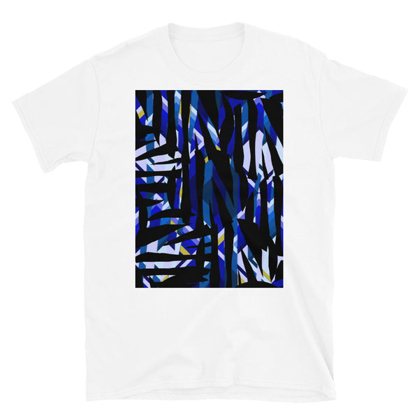 Patterned Short-Sleeve Unisex T-Shirt | Blue | Distorted Geometric Collection