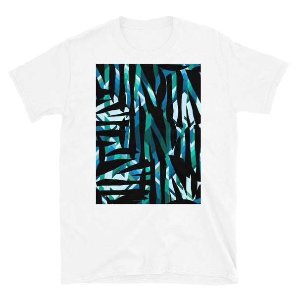 Patterned Short-Sleeve Unisex T-Shirt | Turquoise | Distorted Geometric Collection