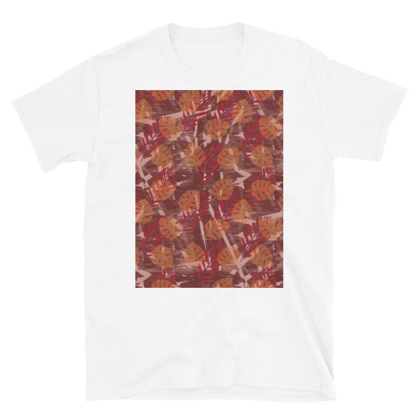 Patterned Short-Sleeve Unisex T-Shirt | Rose Pink | Autumn Monstera Collection