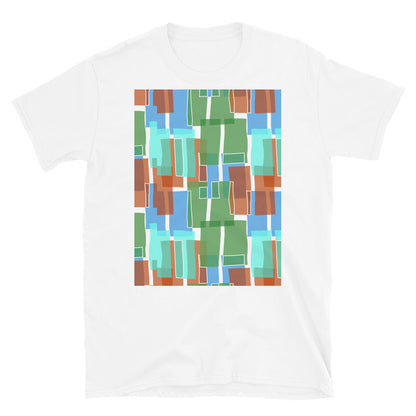 Camiseta unisex de manga corta estampada | Estilo verde de los años 60 | Geometría de mediados de siglo