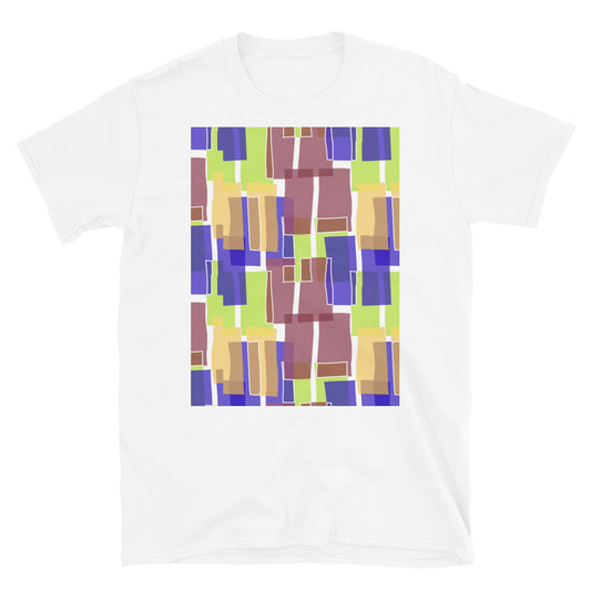 Gemustertes Kurzarm-Unisex-T-Shirt | Brauner 60er-Jahre-Stil | Mid Century Geometrisch