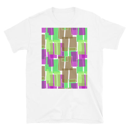 Gemustertes Kurzarm-Unisex-T-Shirt | Olivgrüner 60er-Jahre-Stil | Mid Century Geometrisch