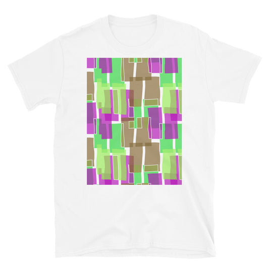 Patterned Short-Sleeve Unisex T-Shirt | Olive 60s Style | Mid Century Geometric