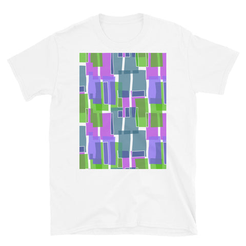 Patterned Short-Sleeve Unisex T-Shirt | Teal 60s Style | Mid Century Geometric