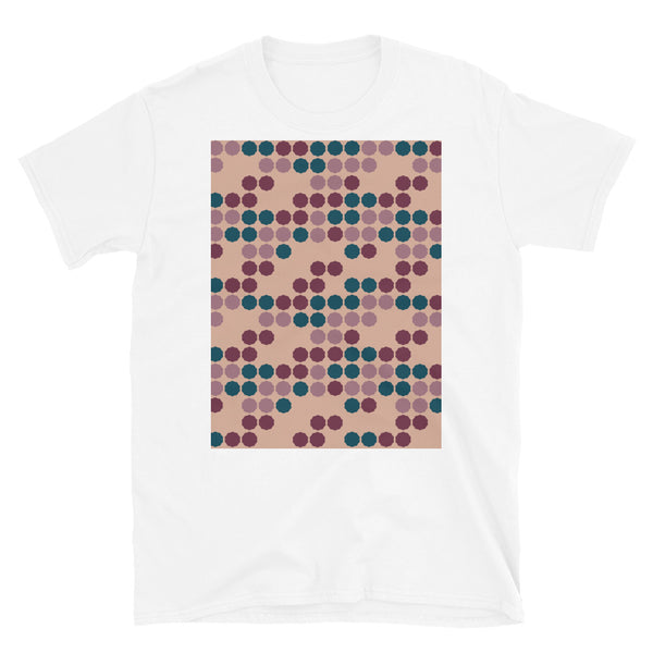 Patterned Short-Sleeve Unisex T-Shirt | 50s Style Pink | Vintage Dot Matrix