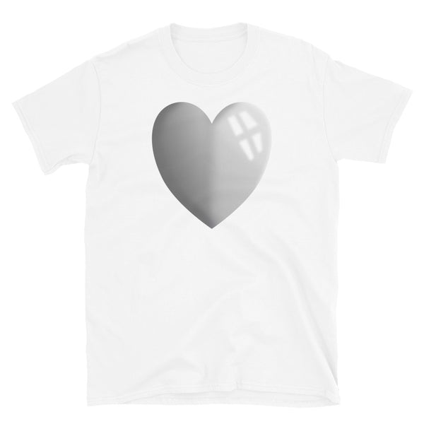 Chrome hearts shiny monochromatic graphic showing a single chrome heart on this adorable cute black cotton t-shirt by BillingtonPix