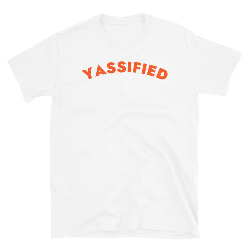 Yassified, funny slogan t-shirt for anyone into yassification and transforming themselves into fabulousness - on this black cotton t-shirt by BillingtonPix