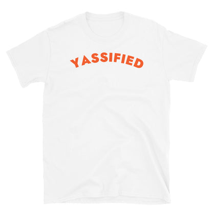 Yassified, funny slogan t-shirt for anyone into yassification and transforming themselves into fabulousness - on this black cotton t-shirt by BillingtonPix