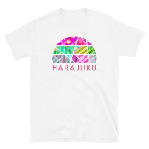 Kawaii Harajuku t shirt in a vintage sunset design with a geometric pattern on this white cotton tee by BillingtonPix