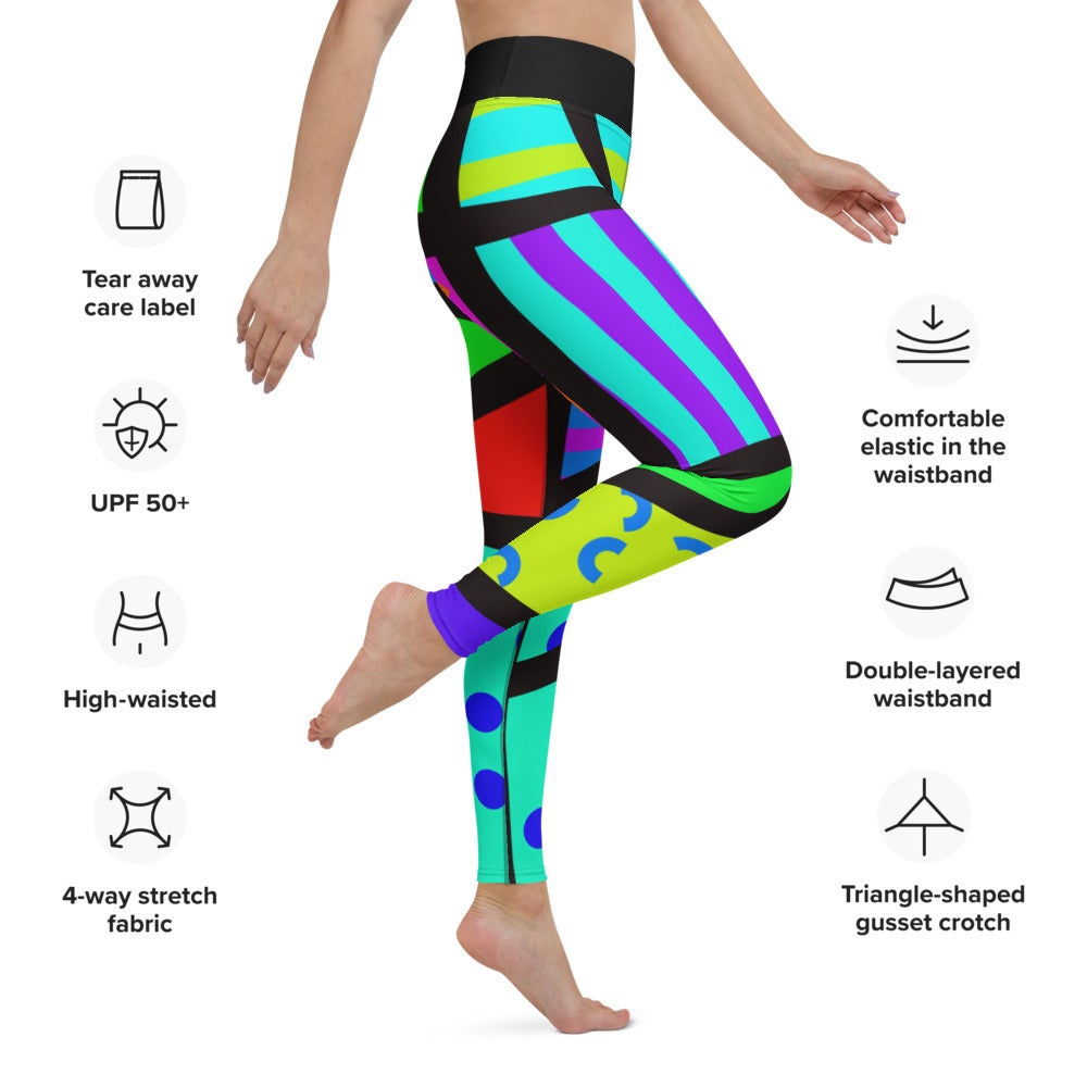 Love Print Yoga Leggings: Stylish Stripes, Push Up Design For